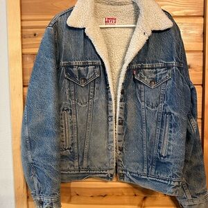 Vintage Levi's Blue Denim Sherpa Jacket sz 42 L